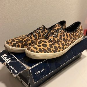 Keds canvas leopard slip on sneaker